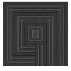 Set Di 36 Piastrelle Geometrie D’Ombra In Ceramica Nero Carbone Composizione Motivo A Linee E Quadrato
