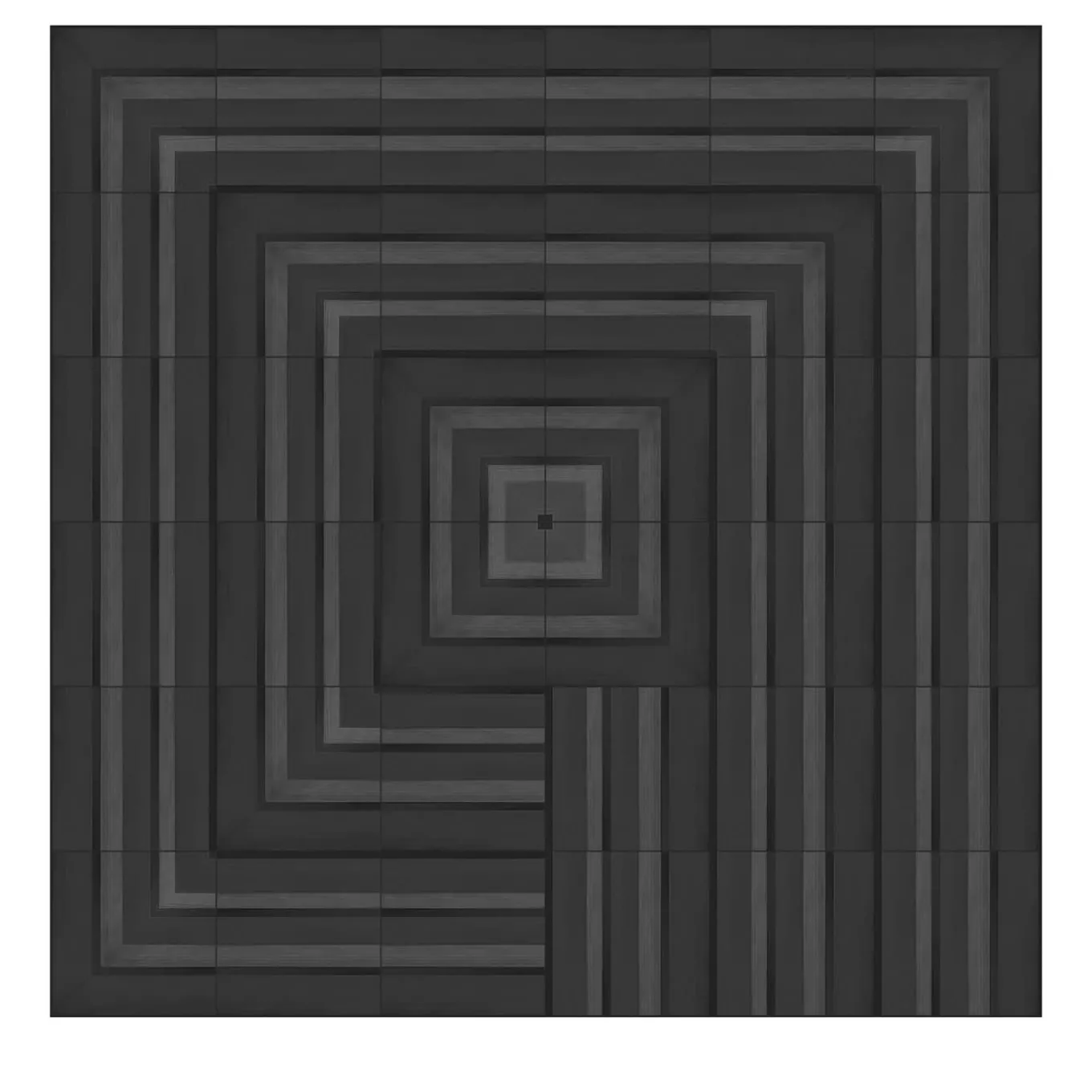 Set Di 36 Piastrelle Geometrie D’Ombra In Ceramica Nero Carbone Composizione Motivo A Linee E Quadrato
