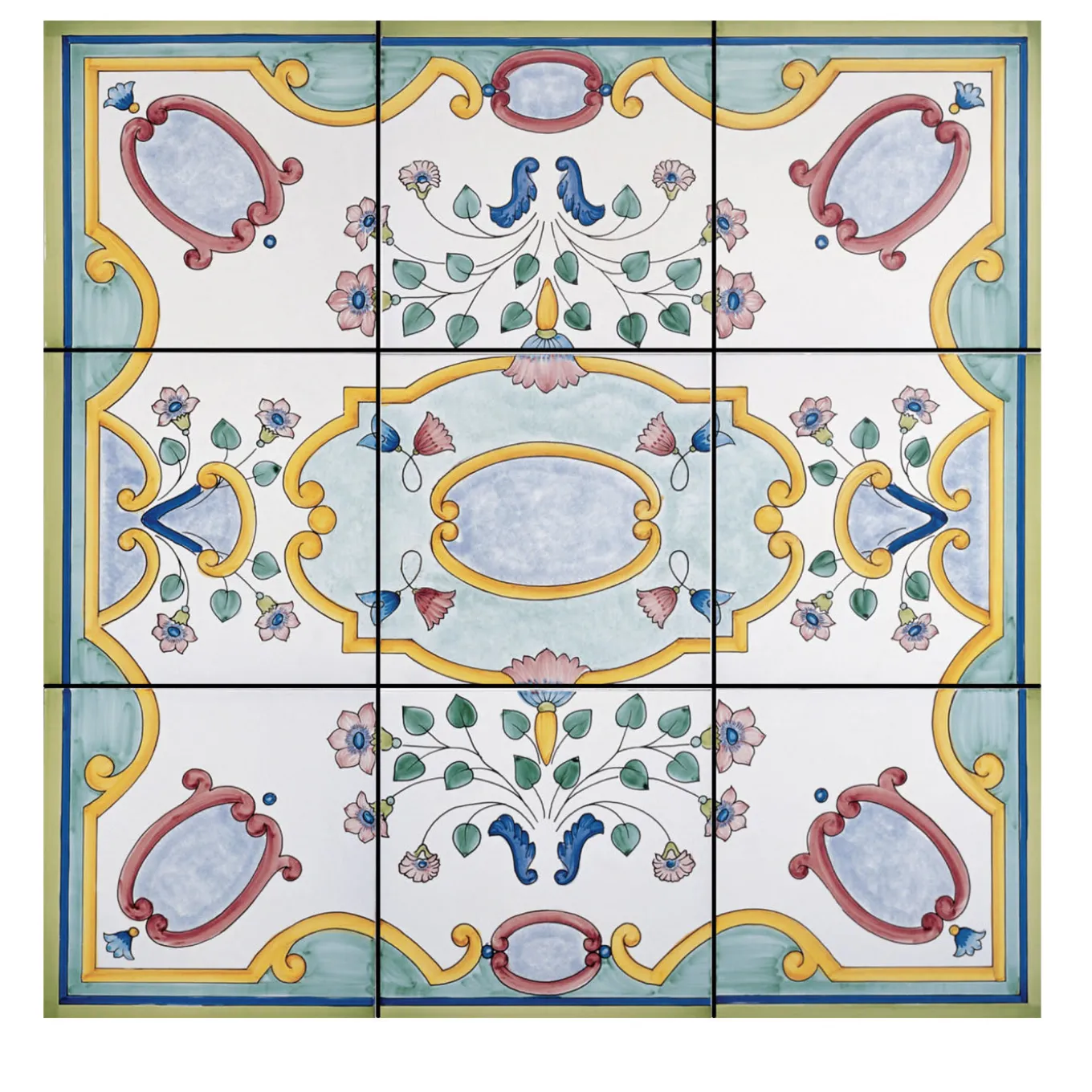 Set di 9 piastrelle Rosone Albori