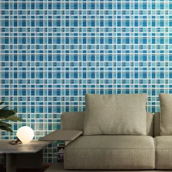 Set Di 25 Piastrelle Tartan Azzurro Tipo 1