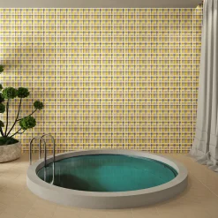Set Di 25 Piastrelle Tartan Giallo Tipo 1