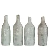 Set di 4 Piccole Bottiglie Decorative in Ceramica Bianco Avorio