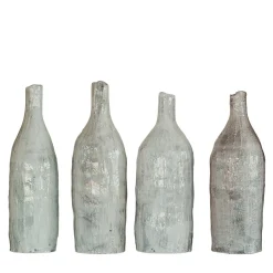 Set di 4 Piccole Bottiglie Decorative in Ceramica Bianco Avorio