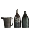 Set di 3 Piccole Bottiglie Decorative in Ceramica Nera