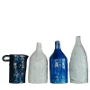 Set di 4 Piccole Bottiglie Decorative in Ceramica Blu