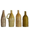 Set di 4 Piccole Bottiglie Decorative in Ceramica Giallo Ocra