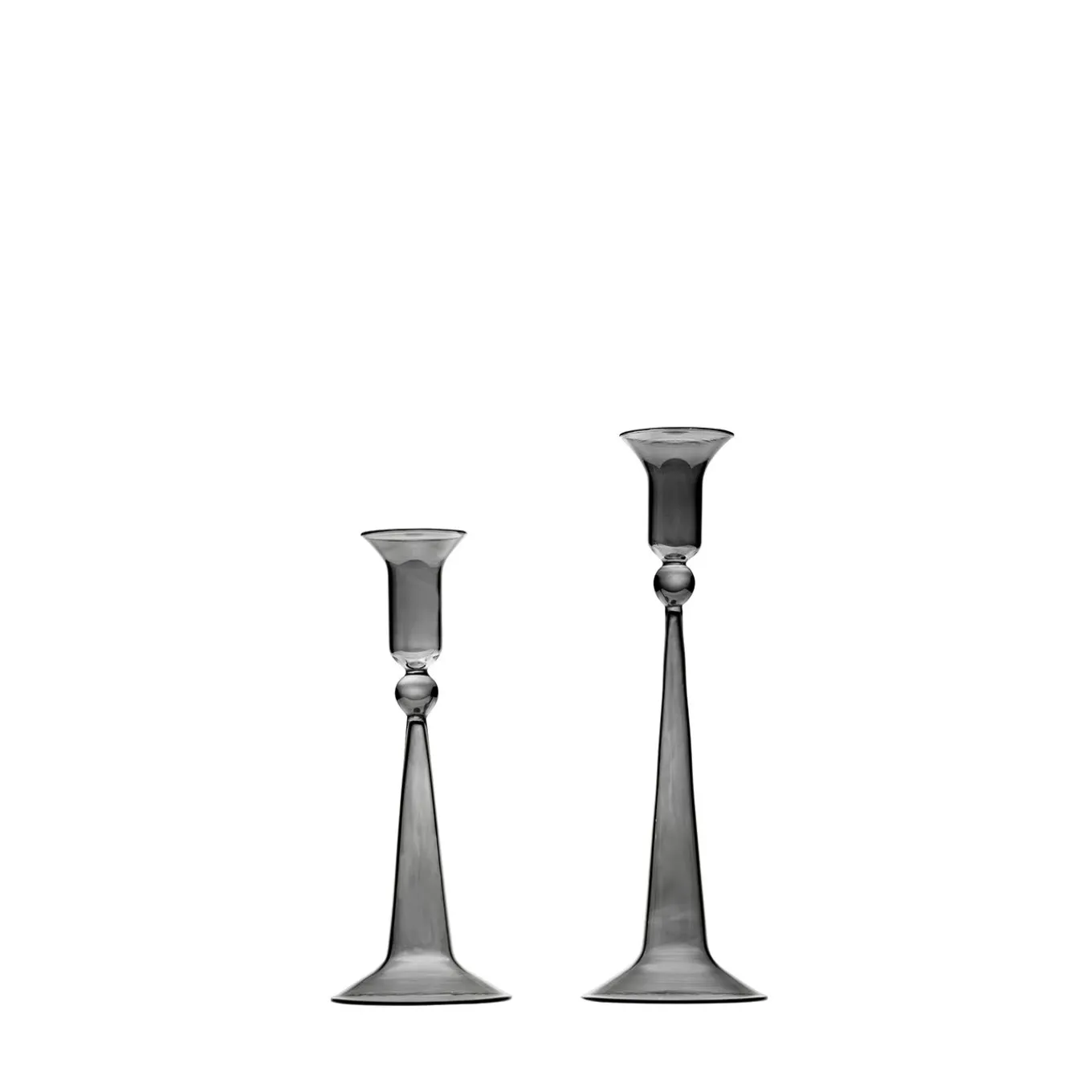 Set di 2 portacandele classici grigi