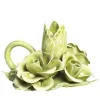 Set di 2 portacandele in ceramica a forma di fiore verde
