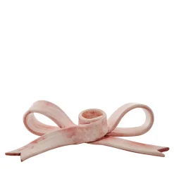 Set di 2 portacandele in ceramica rosa a forma di fiocco