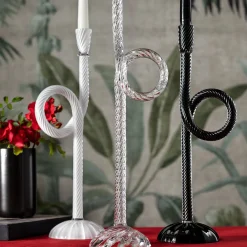 Set di 2 portacandele Knot in vetro di Murano Crystal