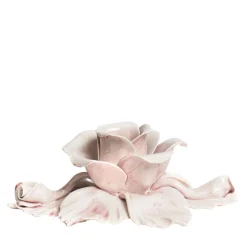 Set di 2 portacandele rosa a forma di rosa