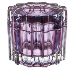 Set di 2 scatole di vetro viola con coperchio