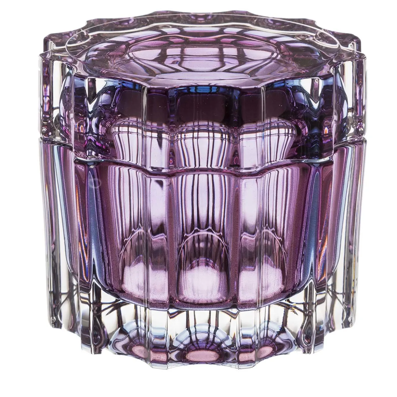 Set di 2 scatole di vetro viola con coperchio