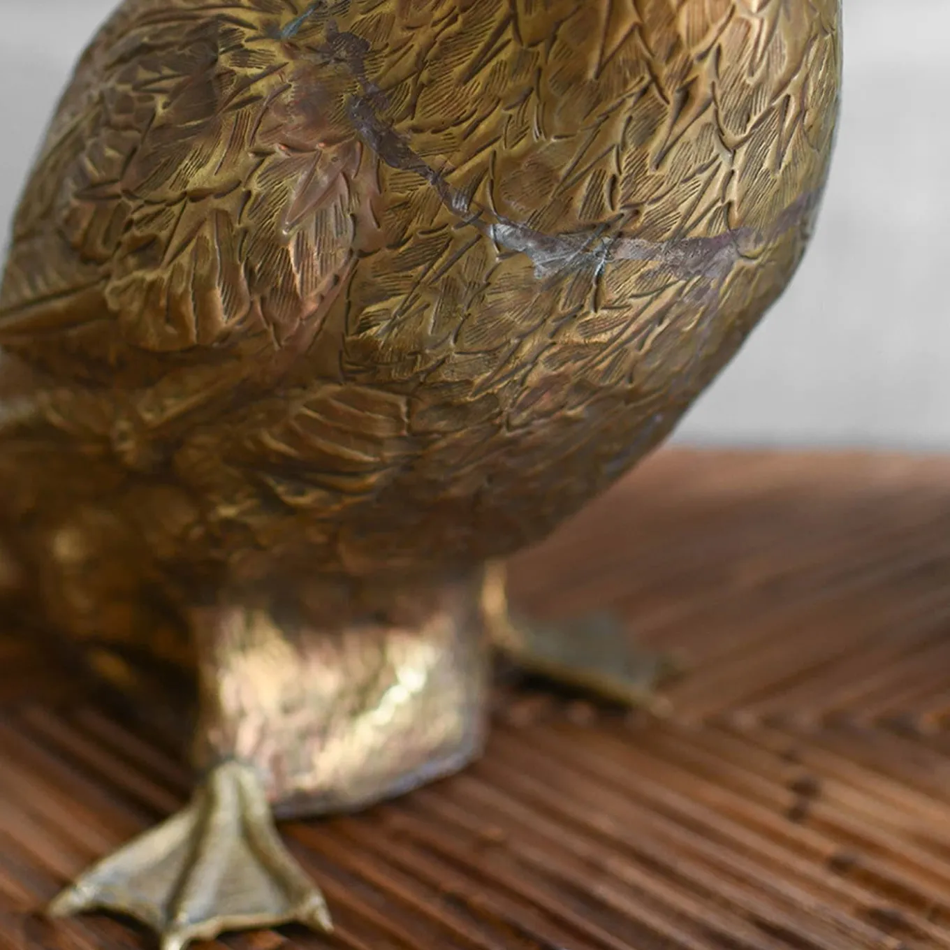 Set di 2 Sculture Anatra in Ottone
