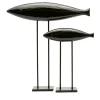 Set di 2 sculture di pesce nero di Aldo Londi