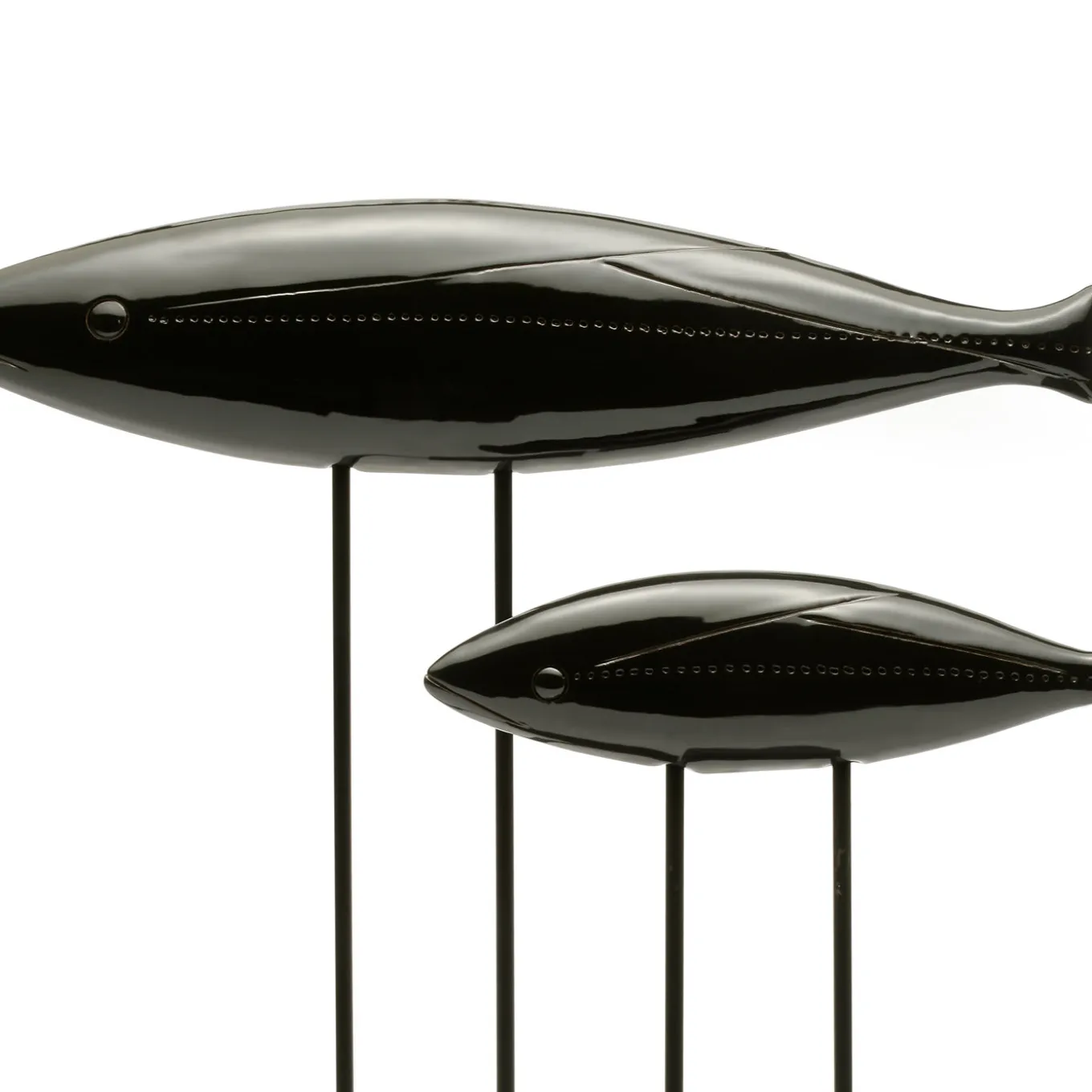Set di 2 sculture di pesce nero di Aldo Londi