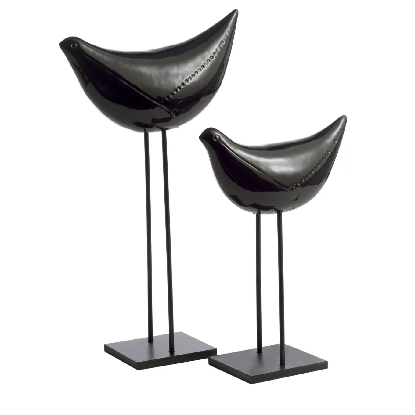 Set di 2 uccelli neri scultura di Aldo Londi
