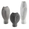 Set di 3 vasi Moai bianchi e grigi
