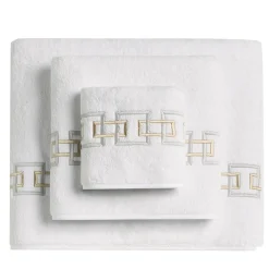 Set di Asciugamani Ricamati QENA in Cotone Spugna Bianco