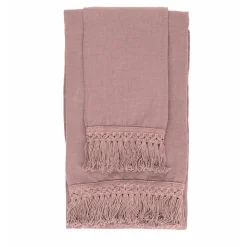 Set di asciugamani rosa vintage con frangia lunga