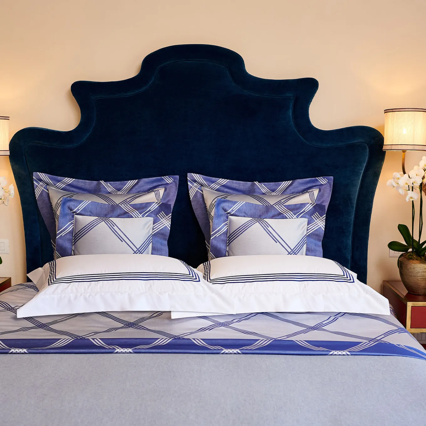 Set di lenzuola King US in Cina blu jacquard di Quattro Generazioni