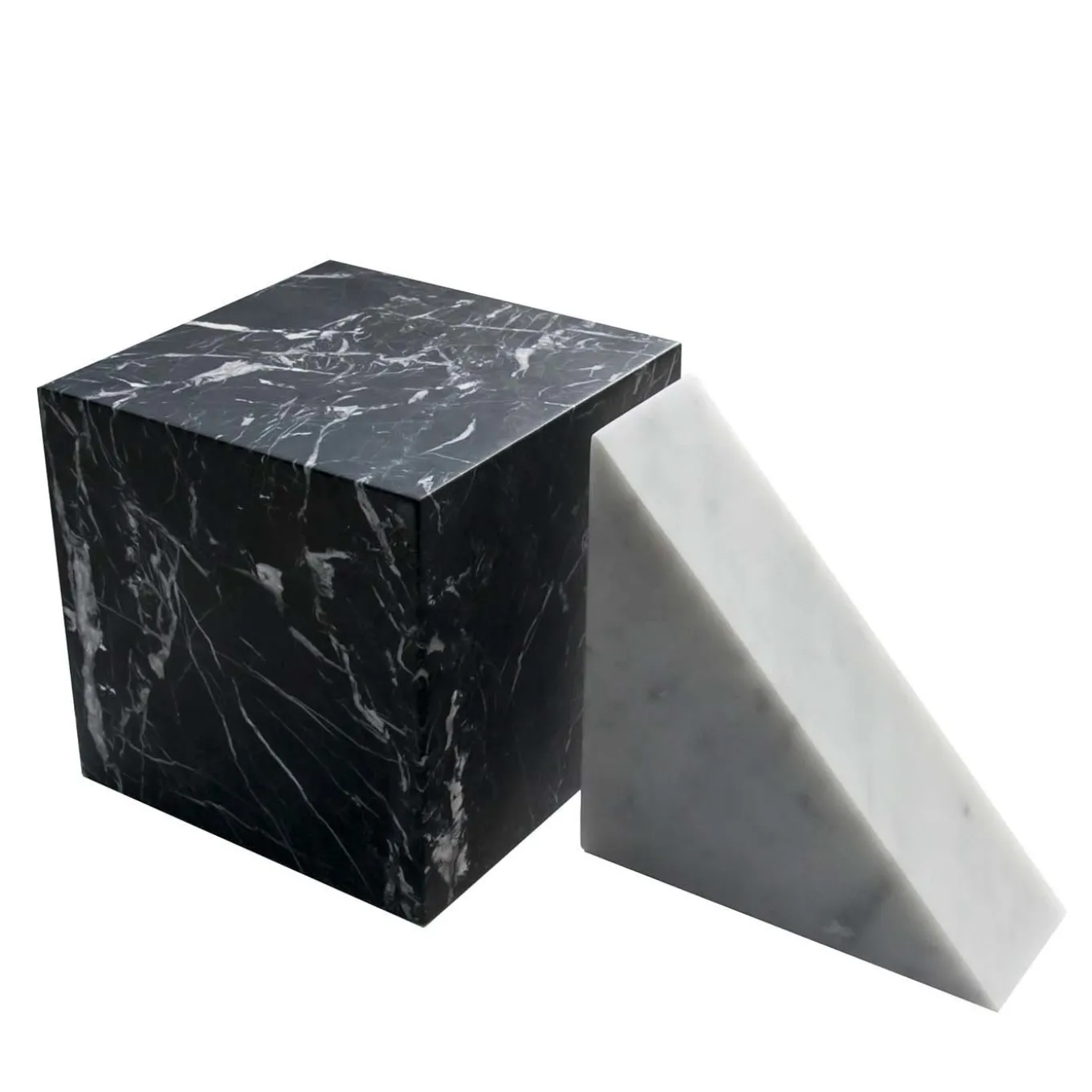 Set di oggetti decorativi in marmo bianco di Carrara e marmo nero di Marquina