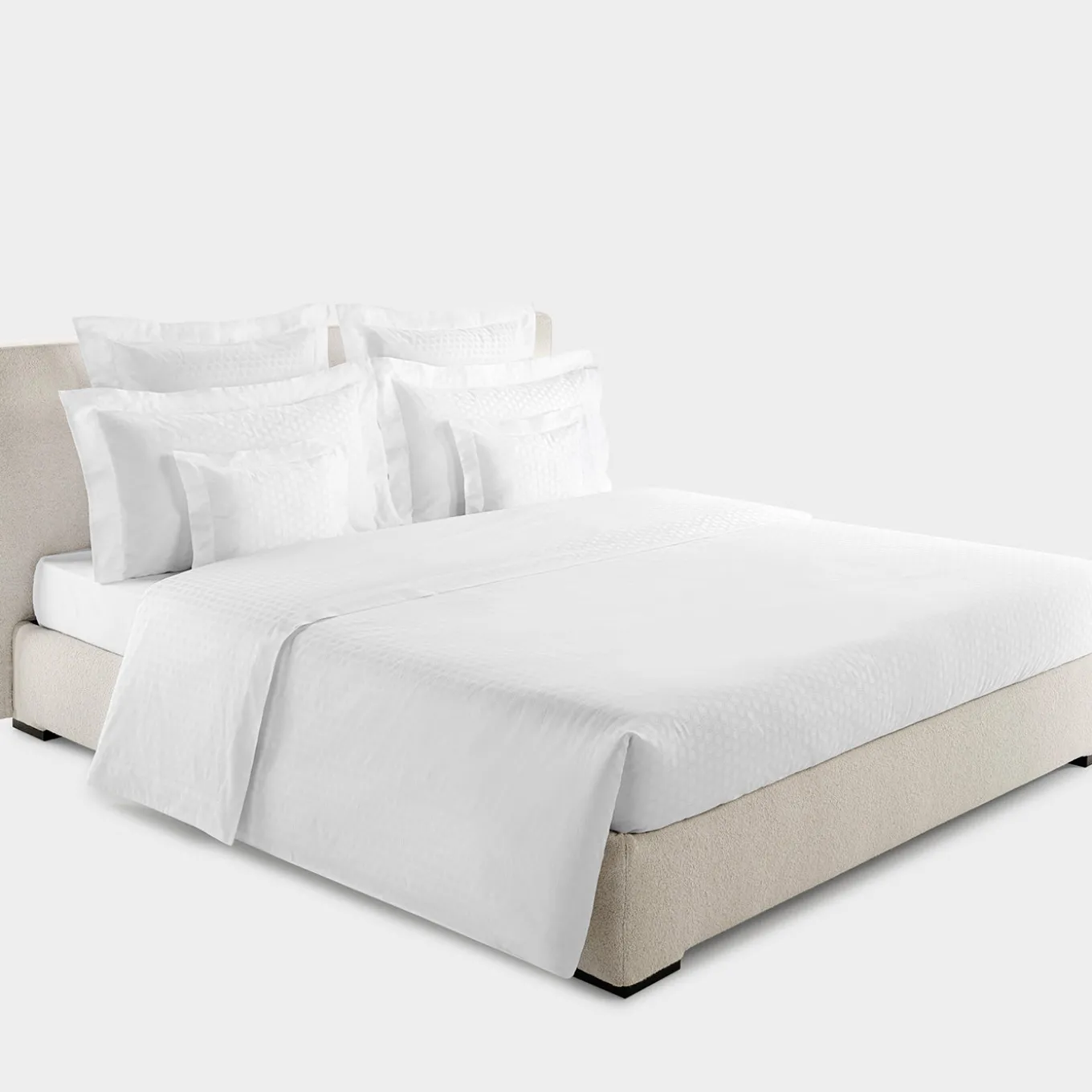 Set lenzuola Komodo in raso di cotone jacquard bianco