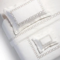 Set Lenzuola QENA ricamate in Cotone Percalle Bianco