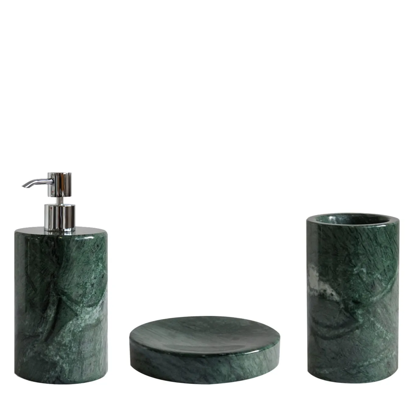 Set rotondo da bagno in marmo verde del Guatemala
