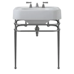 Single Memphis Console in ceramica bianca e finitura cromata