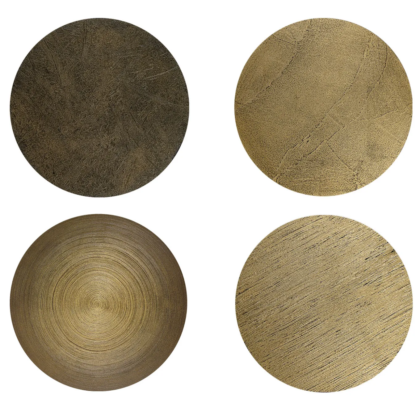 Sole Specchio Tondo Luminoso Decorato Con Resina Spazzolata A Raggiera Color Oro E Bronzo