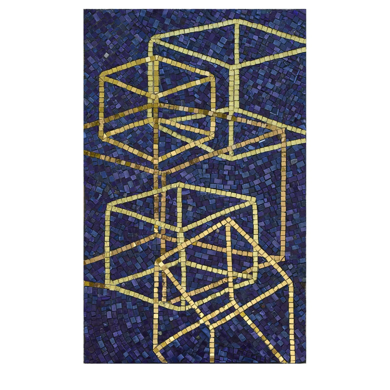 Solidi Platonici 1 Pannello in mosaico blu e oro