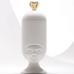 Sorella Clara In Love Vaso in ceramica bianca satinata con coperchio