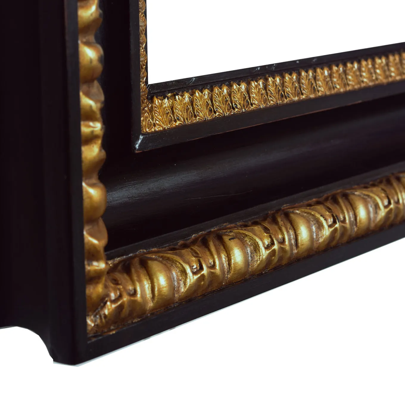 Specchio da parete Cassonetto Impero in ebano e oro