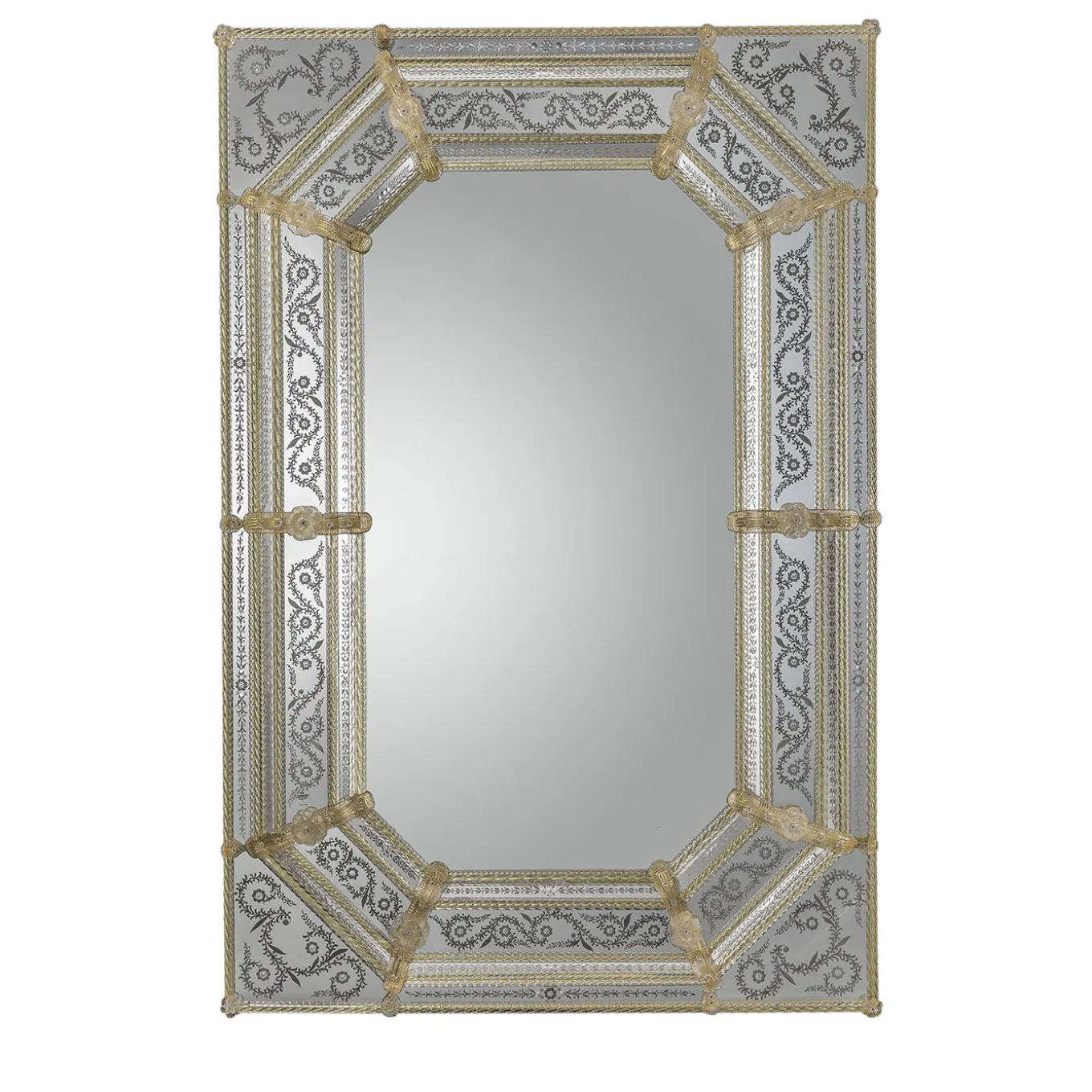 Specchio da parete Cornaro con foglia d'oro