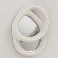 Specchio da Parete Grande Bolide V1 in Gesso Bianco