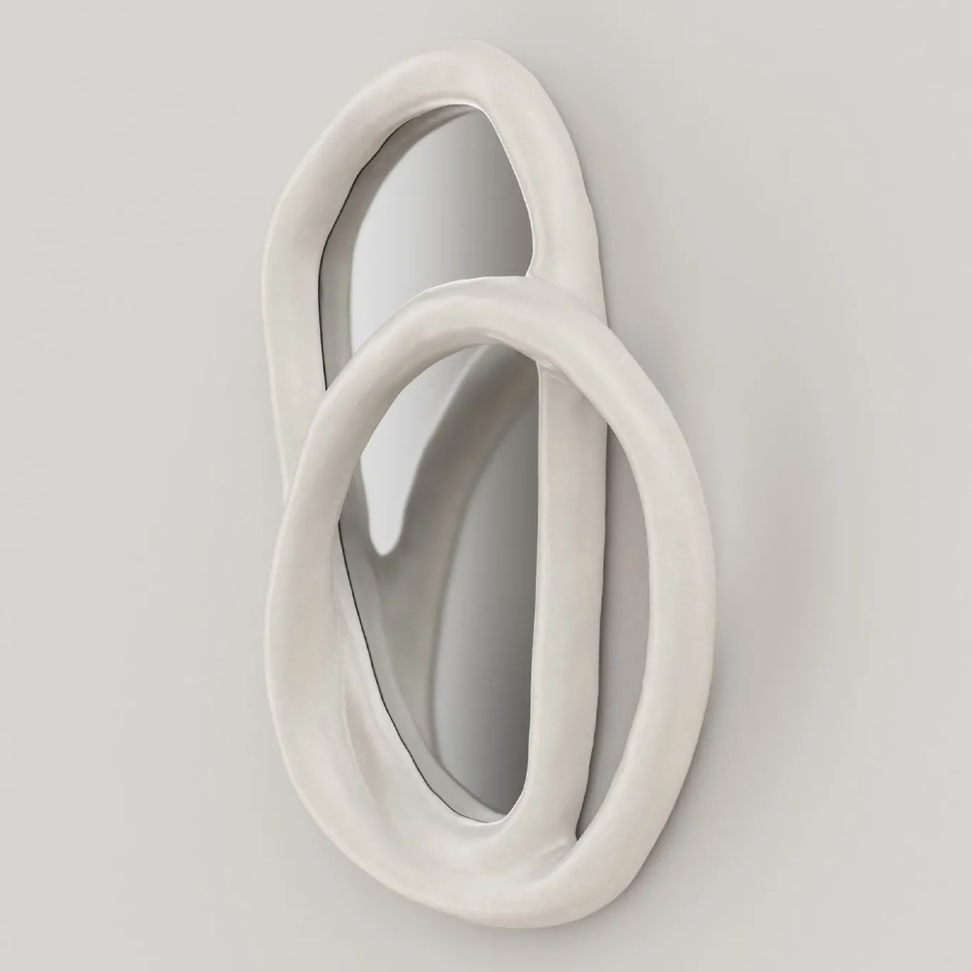 Specchio da parete grande Bolide V2 in gesso bianco