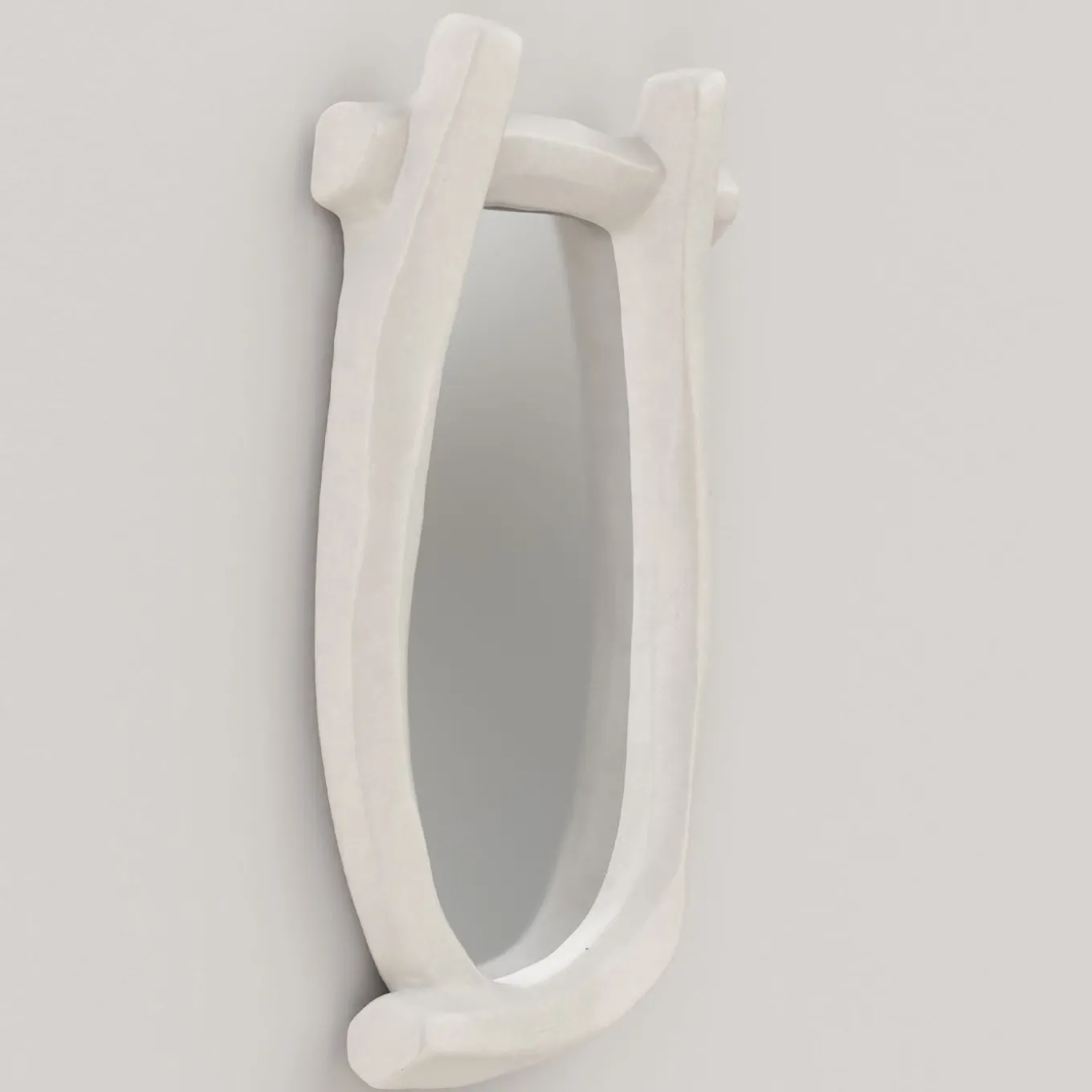 Specchio da parete grande Esprit V2 in gesso bianco