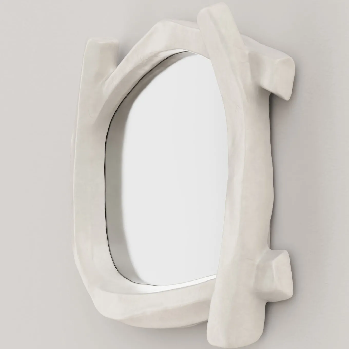 Specchio da parete grande Esprit V1 in gesso bianco