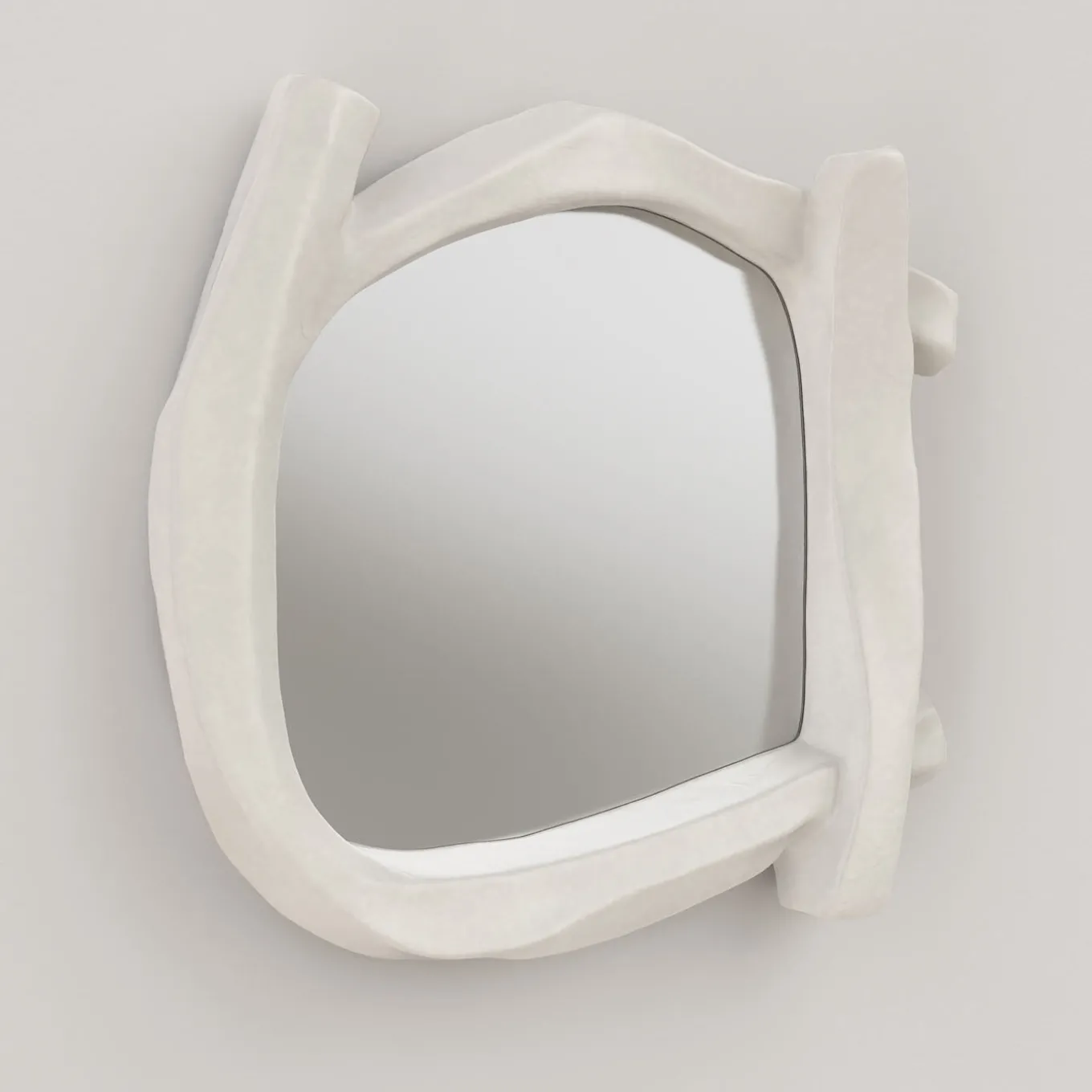 Specchio da parete grande Esprit V1 in gesso bianco