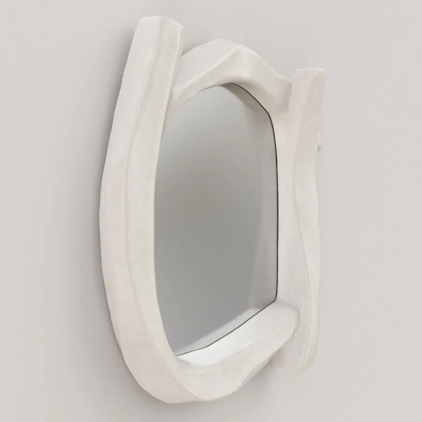 Specchio da parete grande Esprit V1 in gesso bianco