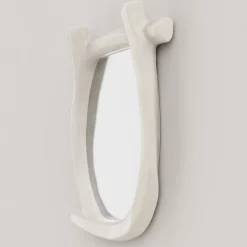 Specchio da parete grande Esprit V1 in gesso bianco