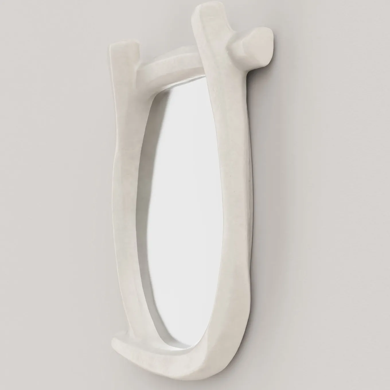Specchio da parete grande Esprit V1 in gesso bianco