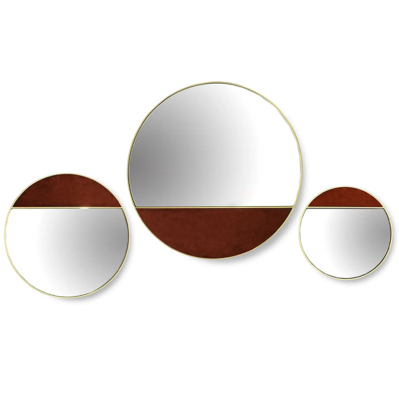 Specchio da parete Half Moon medio in ottone