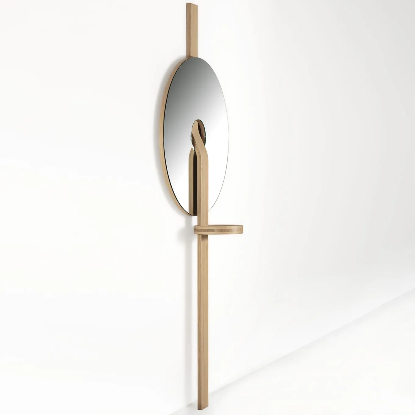 Specchio da parete marrone chiaro a forma di disco Irpin