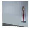 Specchio da parete Mirage con scultura in bronzo e acciaio argento