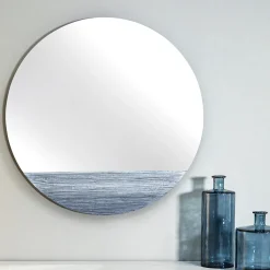 Specchio da parete Orizzonte Tondo in resina spatolata argento
