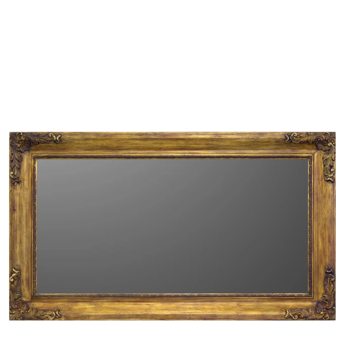Specchio da parete orizzontale con cornice guantiera oro