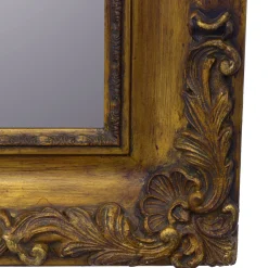 Specchio da parete orizzontale con cornice guantiera oro