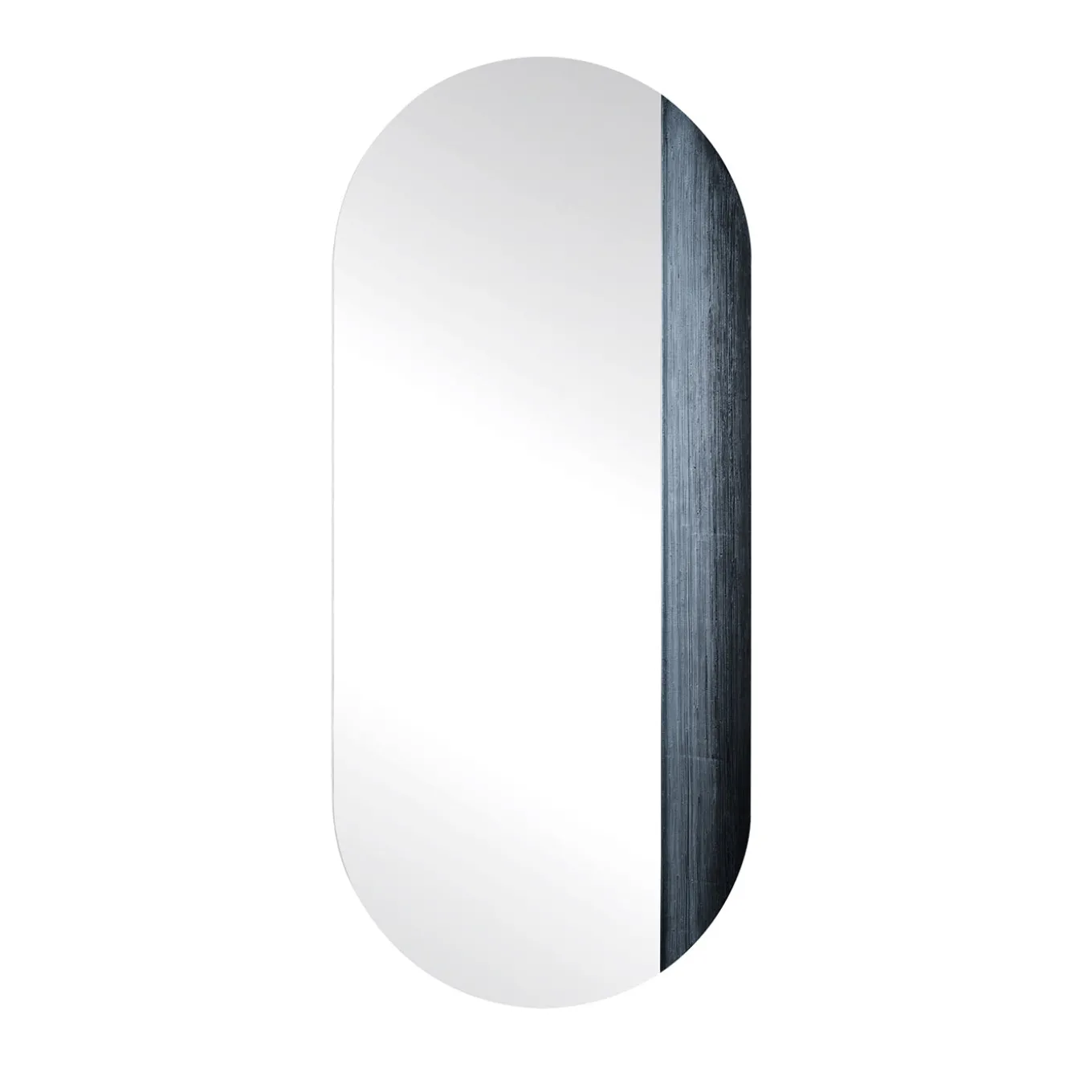 Specchio da parete ovale Orizzonte in resina spatolata argento #1